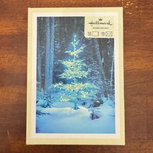 VTG Xmas Card Hallmark Glittery White Snowy Tree Peace Settles Over God's World